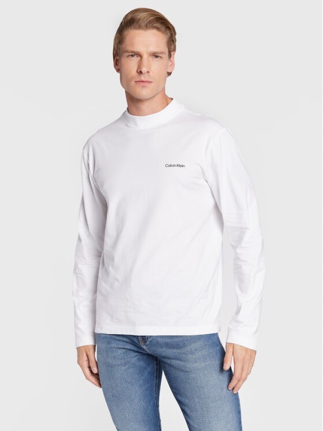 Calvin Klein Longsleeve Micro Logo K10K110179 Biały Regular Fit