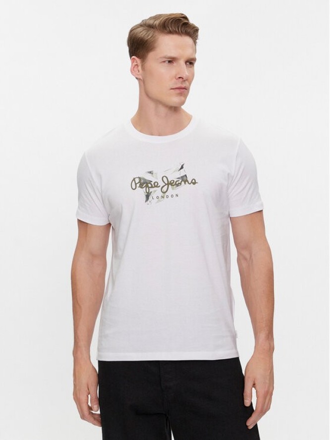 Pepe Jeans T-Shirt Count PM509208 Biały Slim Fit