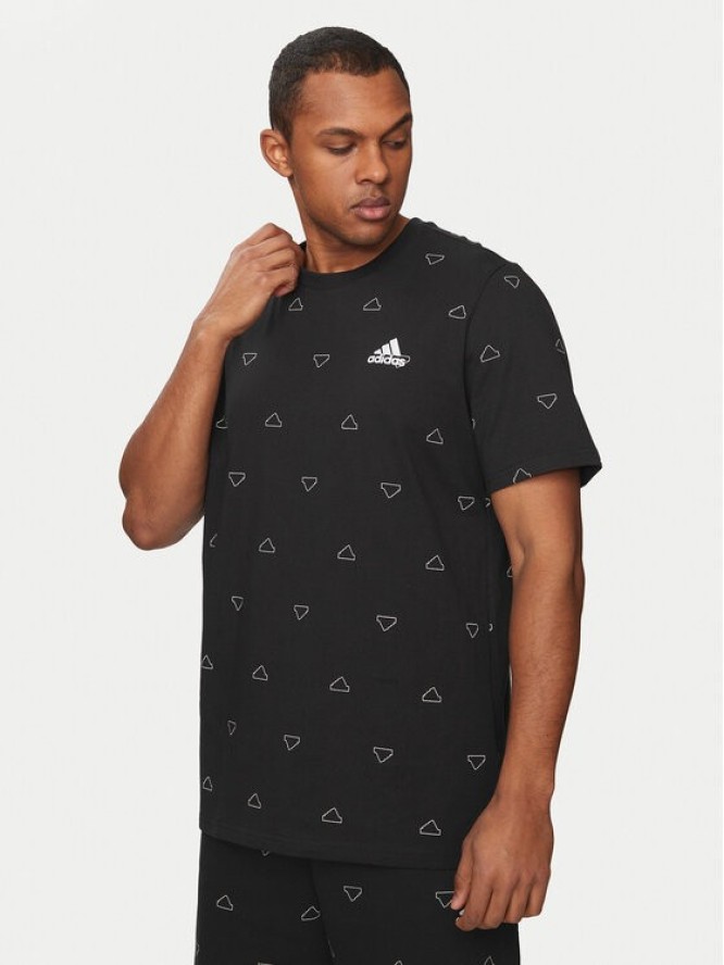 adidas T-Shirt Seasonal Essentials Monogram Graphic IS1826 Czarny Regular Fit