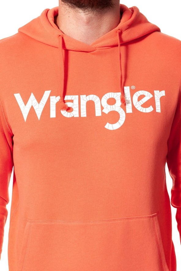 WRANGLER BLUZA LOGO HOODIE GLOW ORANGE W6527HY48