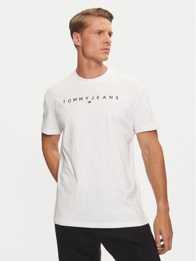 Tommy Jeans T-Shirt Linear Logo DM0DM20744 Biały Regular Fit