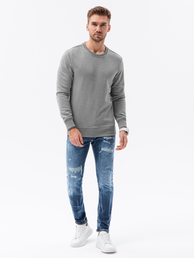 Bluza męska bez kaptura BASIC - szary melanż V2 B978 - XXL