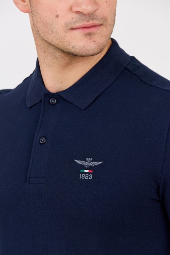 AERONAUTICA MILITARE Granatowy męski longsleeve polo