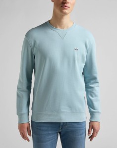 LEE PLAIN CREW SWS MĘSKA BLUZA LOGO ICE BLUE L81ISPUY