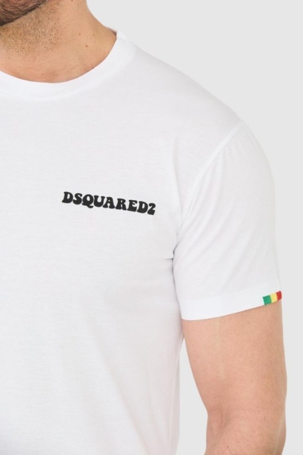 DSQUARED2 Biały bawełniany t-shirt z małym logo