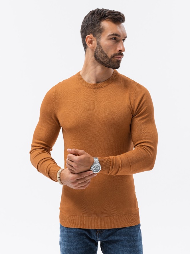 Elegancki sweter męski - camel V12 E177 - XXL