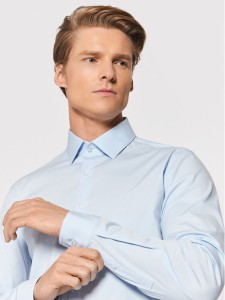 Calvin Klein Koszula Poplin K10K108229 Błękitny Slim Fit