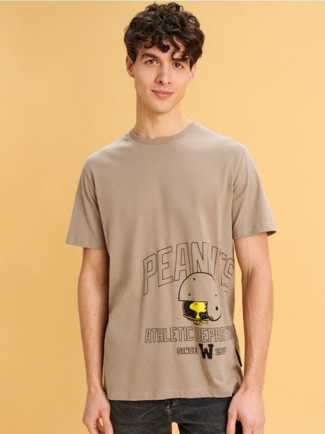 Koszulka z nadrukiem Snoopy - brązowy