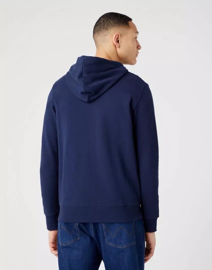 WRANGLER ZIP THRU HOODIE MĘSKA BLUZA KAPTUR LOGO NAVY W664HA114