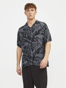 Jack&Jones Koszula Monochrome Resort 12249210 Szary Relaxed Fit