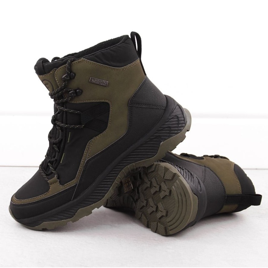 Wodoodporne buty męskie trekkingowe ocieplane khaki Filippo MTR6654 czarne