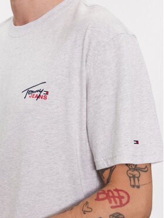 Tommy Jeans T-Shirt Small Flag DM0DM17714 Szary Classic Fit