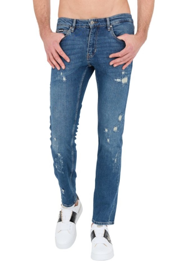 JUST CAVALLI Niebieskie jeansy Slim