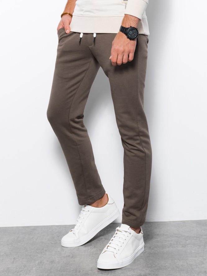 Spodnie męskie dresowe bez ściągacza na nogawce - grafitowe V1 P946 - M