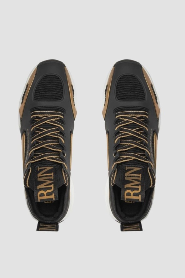 EA7 Czarne sneakersy ze złotym logo