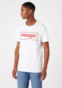 WRANGLER FRAME LOGO TEE MĘSKI T-SHIRT KOSZULKA NADRUK WHITE W7H3D3989