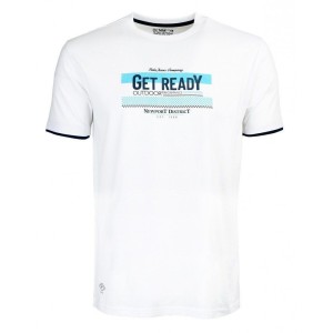 T-shirt Bawełniany, Biały Męski z Nadrukiem, GET READY, Krótki Rękaw, U-neck -PAKO JEANS