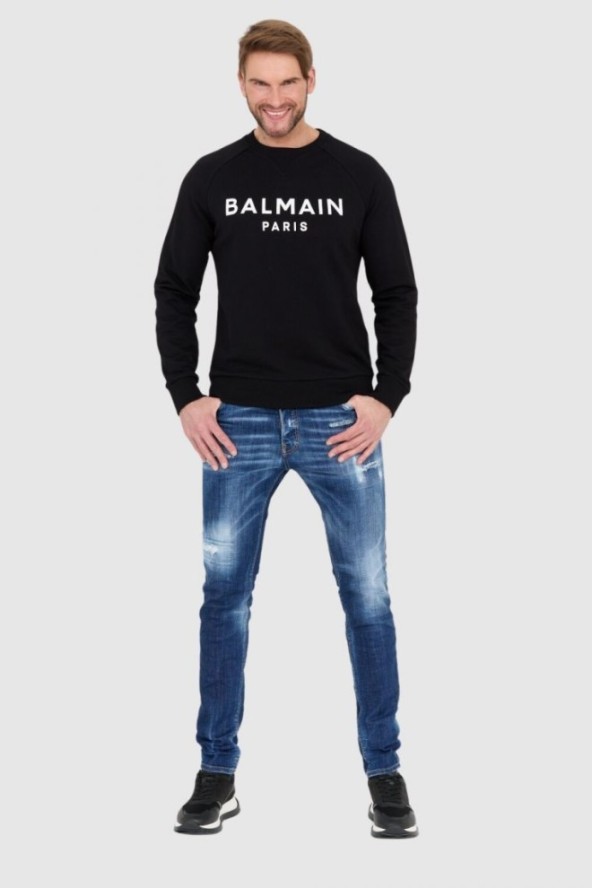 BALMAIN Czarna bluza męska z logo