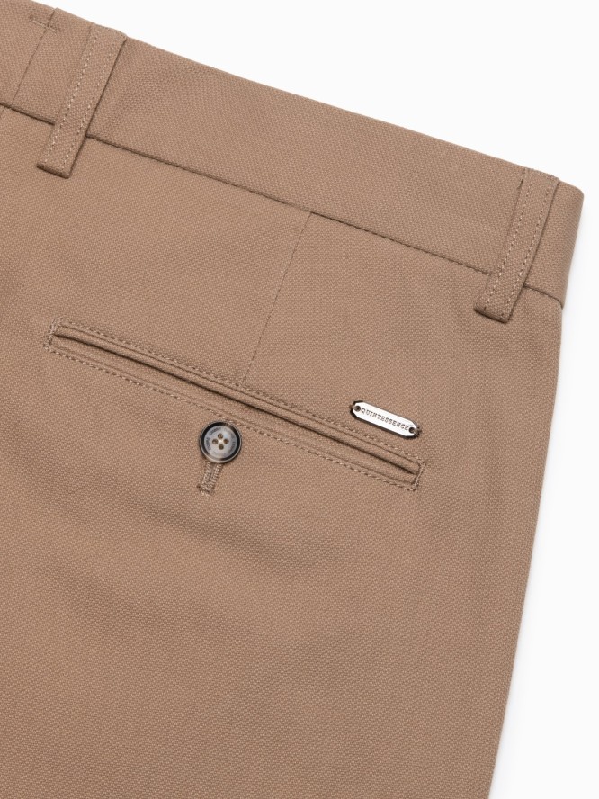 Spodnie męskie chino SLIM FIT - jasnobrązowe V2 OM-PACP-0186 - XXL