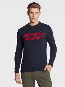 Aeronautica Militare Sweter 222MA1418L417 Granatowy Regular Fit