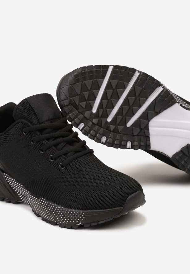 Czarne Sneakersy Buty Sportowe Sznurowane z Efektem Ombre Riselle