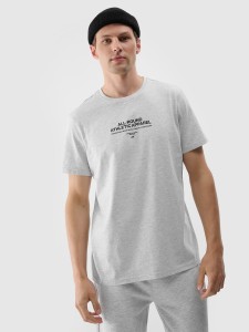T-shirt z nadrukiem męski - szary