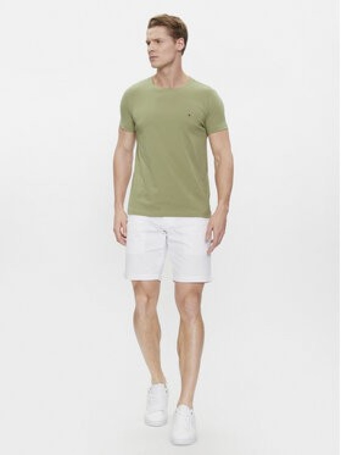 Tommy Hilfiger T-Shirt Stretch Slim Fit Tee MW0MW10800 Zielony Slim Fit