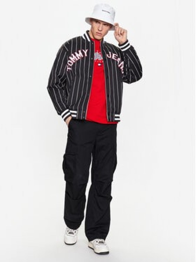 Tommy Jeans Kurtka bomber Pinstripe DM0DM15917 Czarny Relaxed Fit