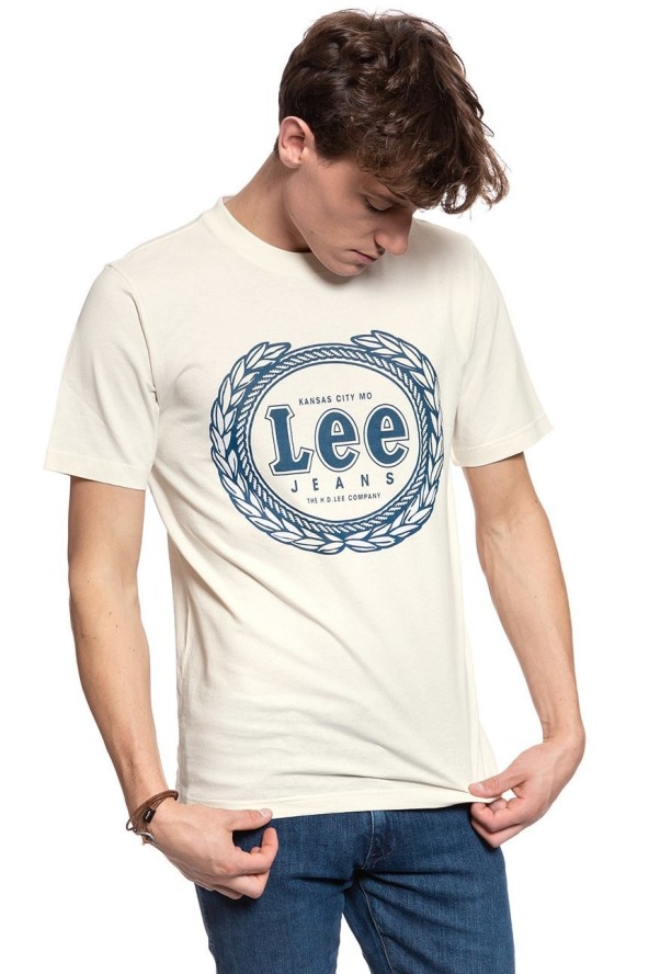 LEE T SHIRT EMBLEM TEE ECRU L61XFELO