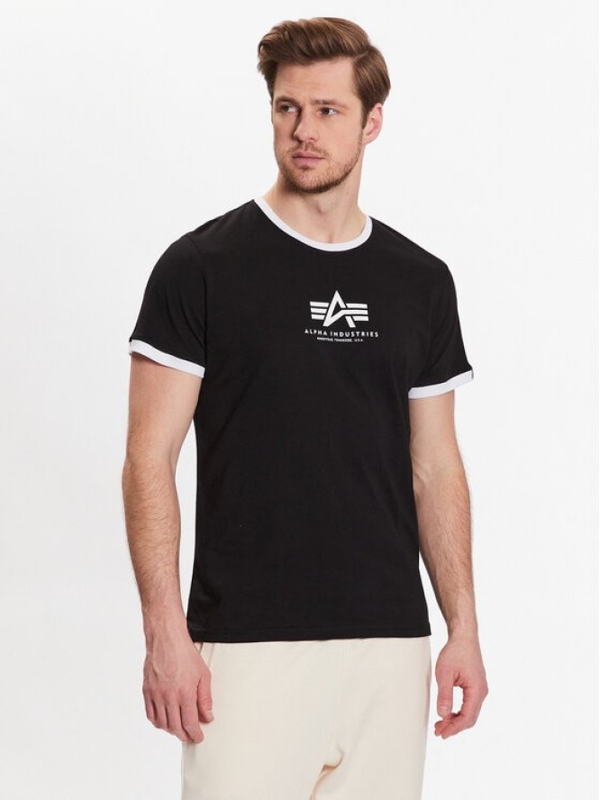 Alpha Industries T-Shirt Basic T Contrasts 106501 Czarny Regular Fit