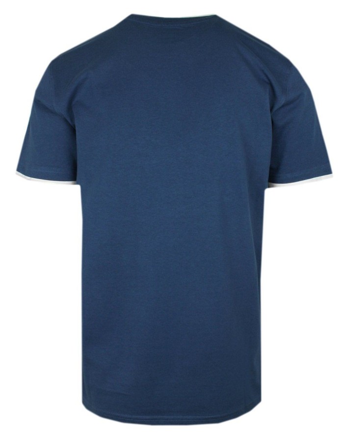 T-Shirt Męski - Granatowy z Napisem (Nadrukiem) - Pako Jeans