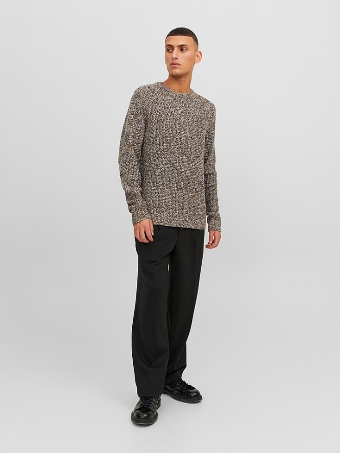 Jack & Jones Sweter "William" w kolorze brązowo-czarno-białym rozmiar: M