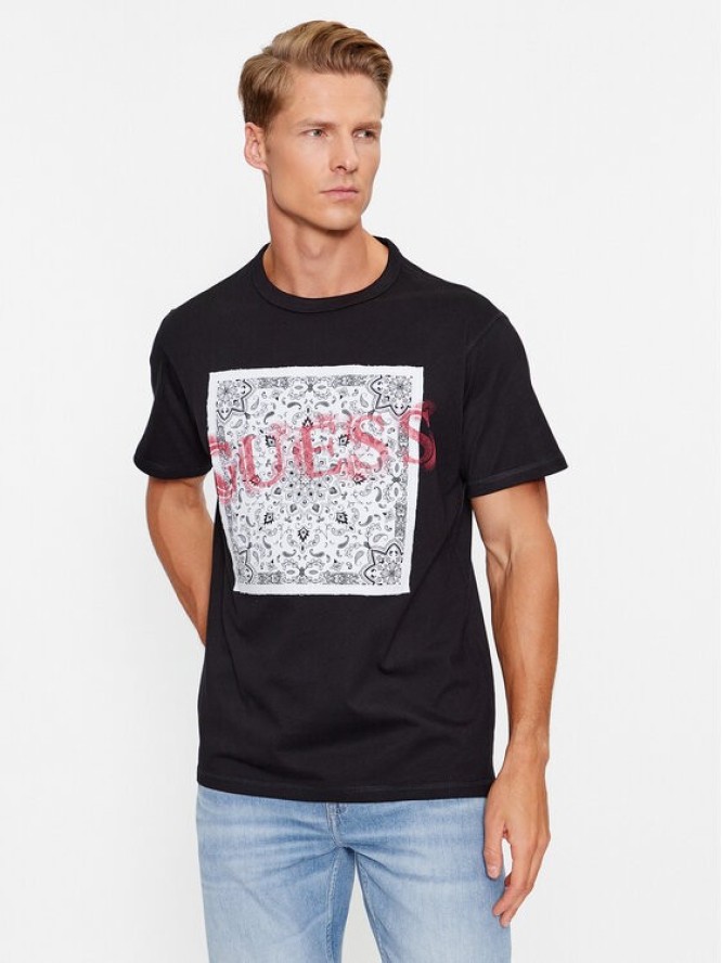 Guess T-Shirt M3BI84 K8FQ4 Czarny Regular Fit