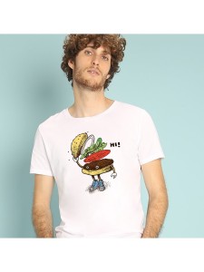 WOOOP Koszulka "Burger greeting" w kolorze białym rozmiar: L