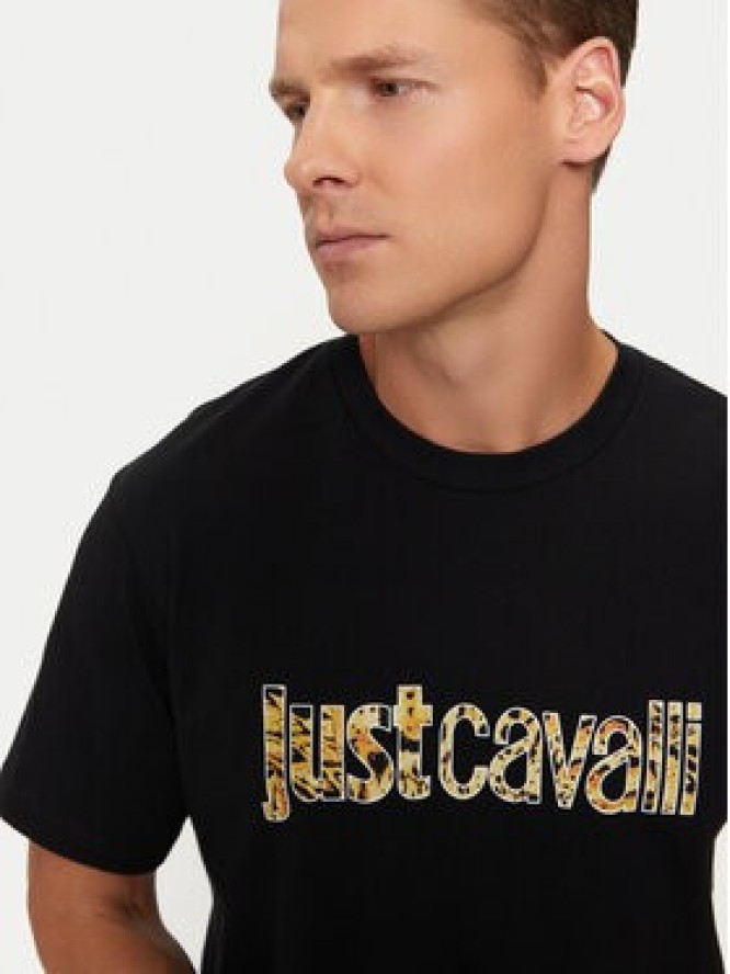 Just Cavalli T-Shirt 77OAHE25 Czarny Regular Fit