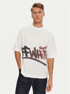 Off-White T-Shirt OMAA119G21JER0050129 Biały Regular Fit