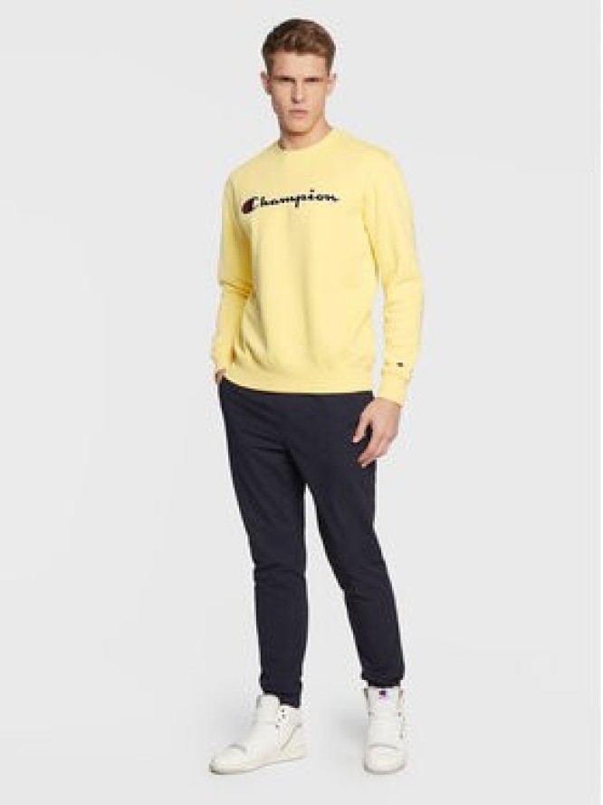 Champion Bluza Embroided Script Logo 217859 Żółty Regular Fit