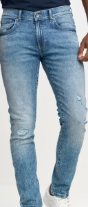 Jeansy męskie skinny z przetarciami niebieskie Owen 141