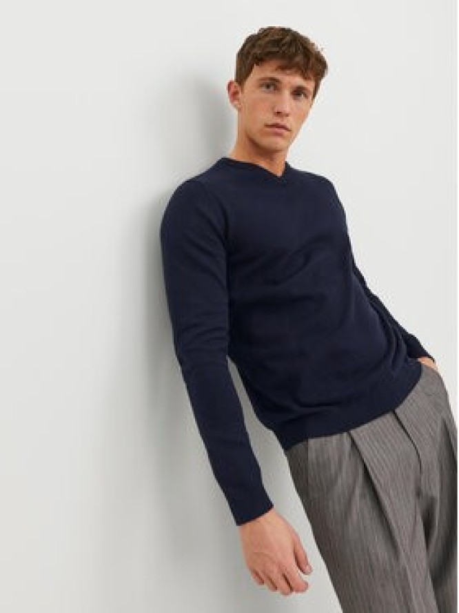 Jack&Jones Sweter 12137194 Granatowy Regular Fit