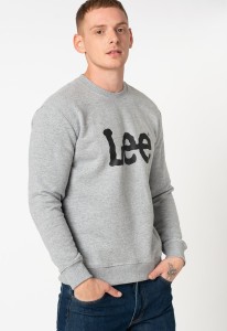 LEE BASIC CREW LOGO SWS MĘSKA BLUZA REGULAR FIT GREY MELE L80XTJMP