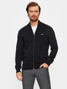 Gant Kardigan Casual Cotton Zip 8030164 Czarny Regular Fit