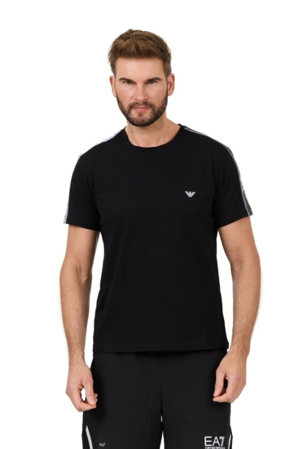 EMPORIO ARMANI Czarny t-shirt bande logo