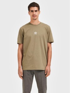 Selected Homme T-Shirt Armin 16085666 Zielony Slim Fit