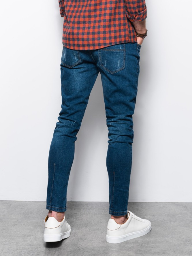 Spodnie męskie jeansowe SKINNY FIT - niebieskie P1060 - XXL