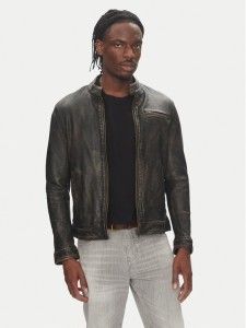 Serge Pariente Kurtka skórzana Retro Beżowy Slim Fit