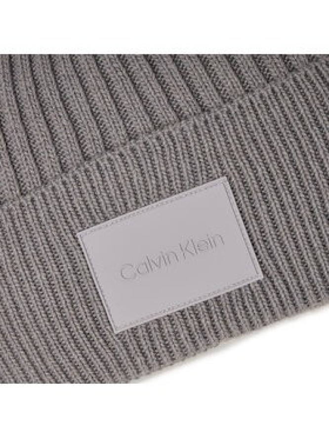 Calvin Klein Czapka Tonal Rubber Patch Beanie K50K511291 Srebrny