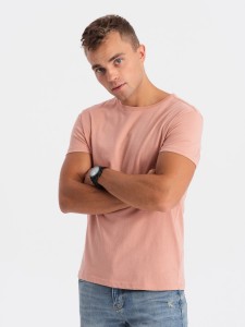 T-shirt męski bawełniany BASIC - różowy V9 S1370 - XXL