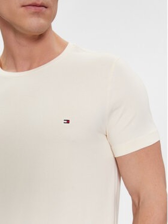 Tommy Hilfiger T-Shirt Stretch Slim Fit Tee MW0MW10800 Beżowy Slim Fit