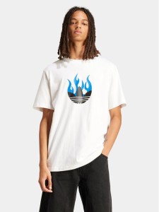 adidas T-Shirt Flames Logo IS2944 Biały Loose Fit