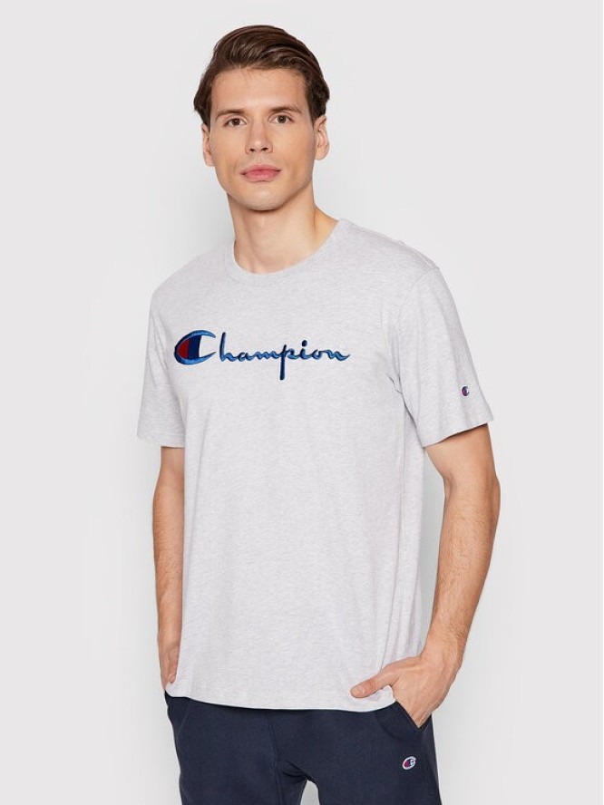 Champion T-Shirt Big Script Logo 216547 Szary Regular Fit